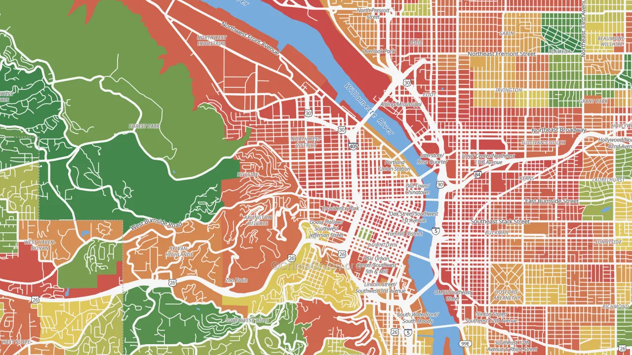 Northwest, Portland, OR Map of Theft Rates