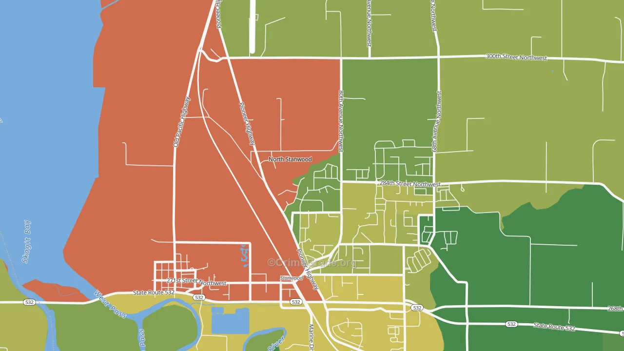Northwest Stanwood, WA Map of Theft Rates