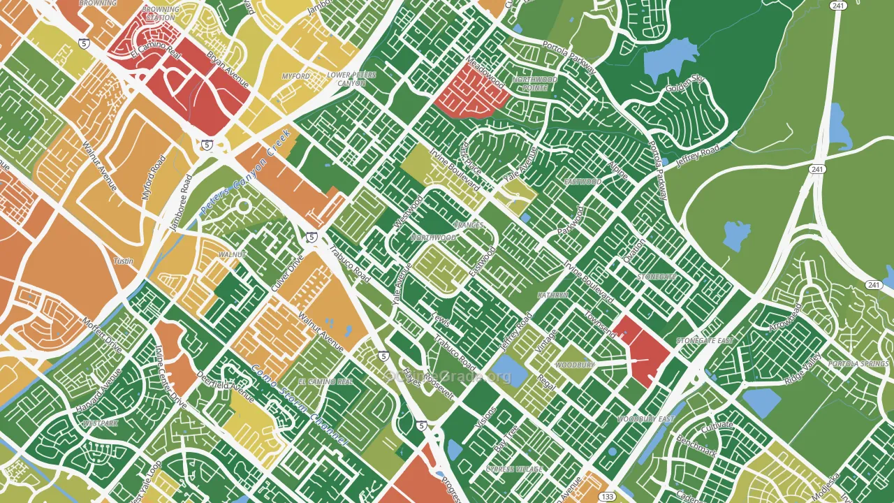 Northwood, Irvine, CA Map of Theft Rates