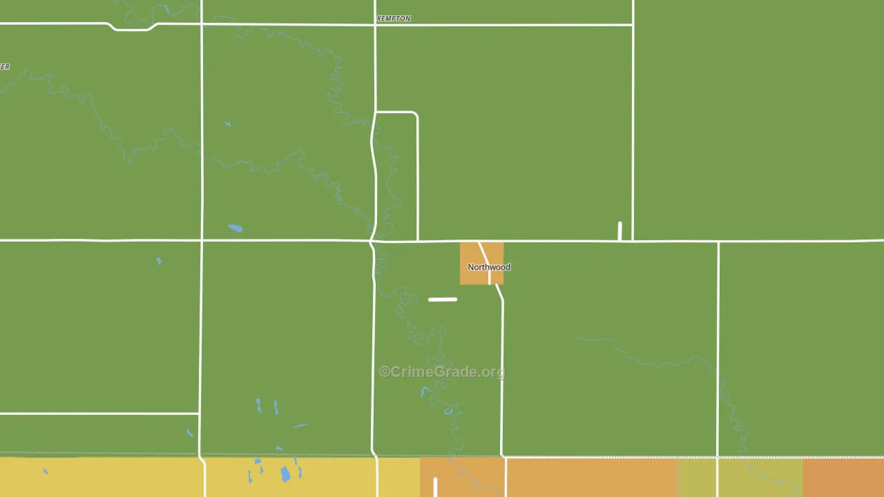 Northwood, ND Map of Theft Rates