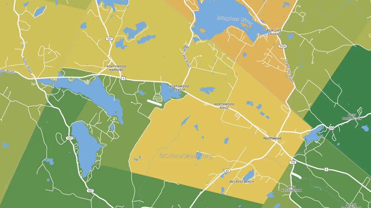Northwood, NH Map of Theft Rates