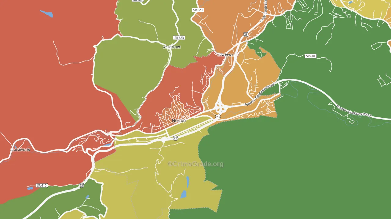 Norton City, VA Map of Theft Rates