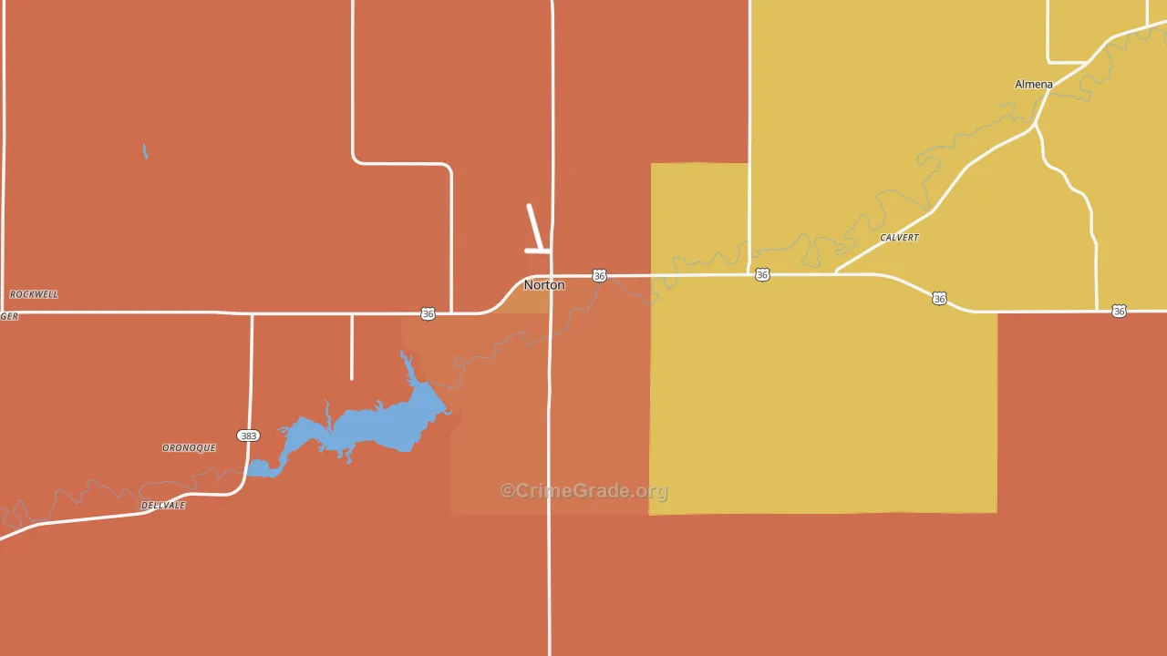 Norton County, KS Map of Theft Rates
