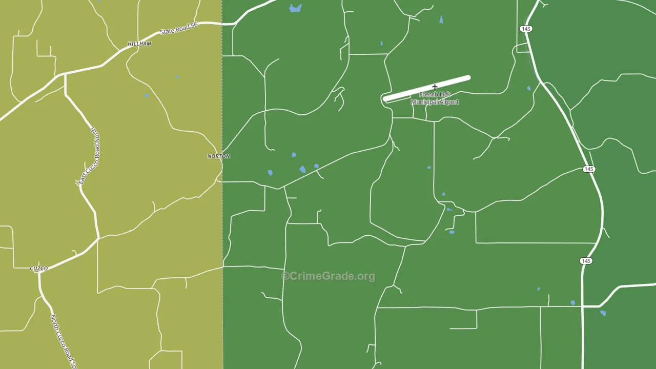Norton, IN Map of Theft Rates