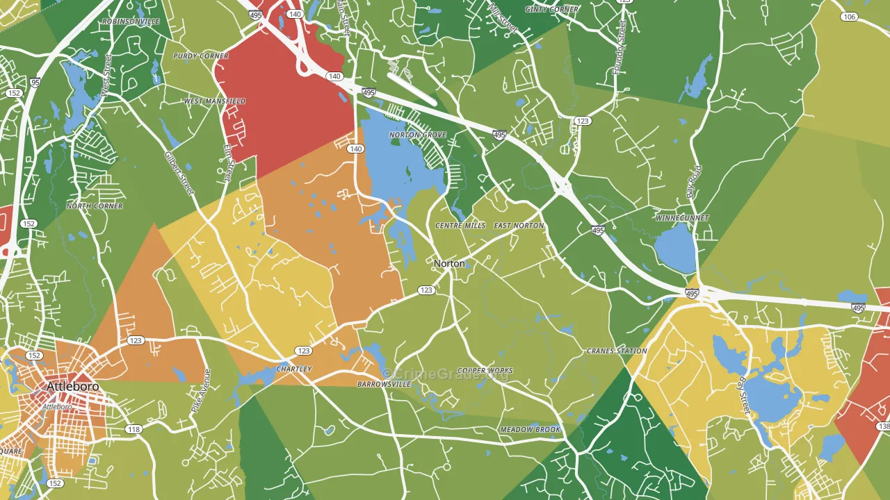 Norton, MA Map of Theft Rates