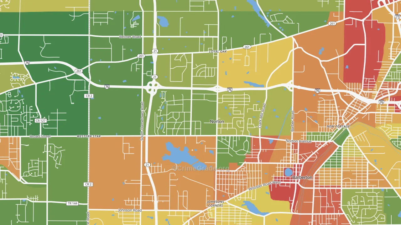 Norton, OH Map of Theft Rates