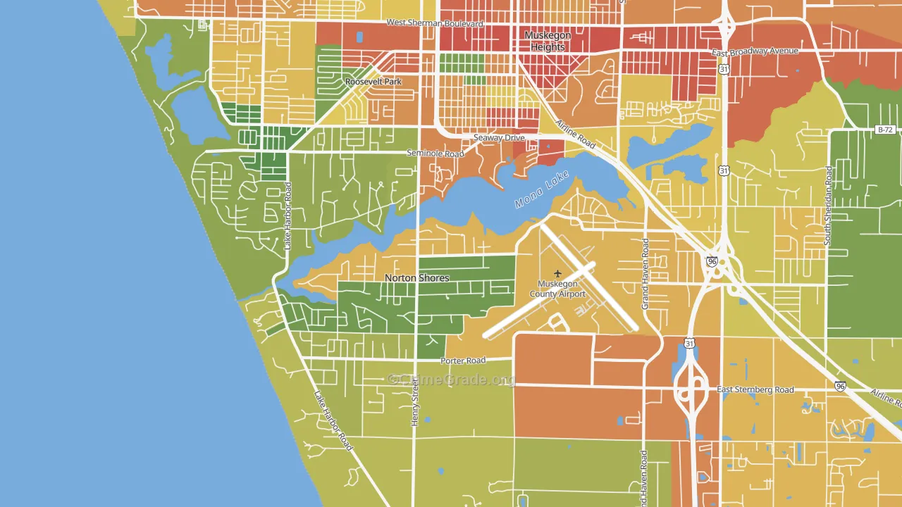 Norton Shores, MI Map of Theft Rates
