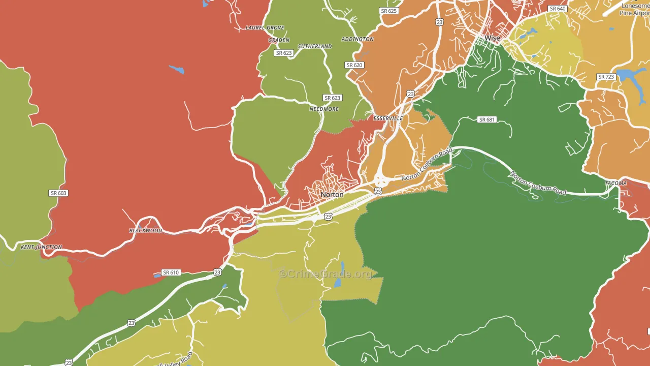 Norton, VA Map of Theft Rates