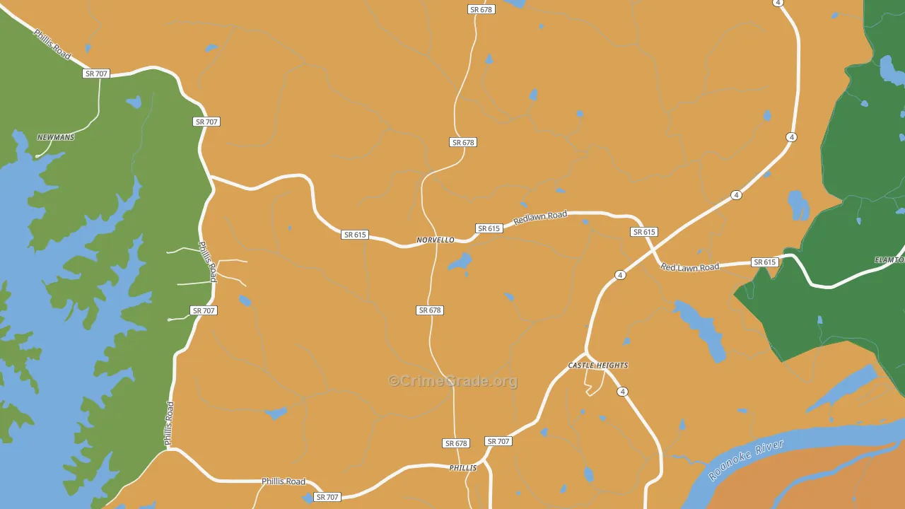 Norvello, VA Map of Theft Rates