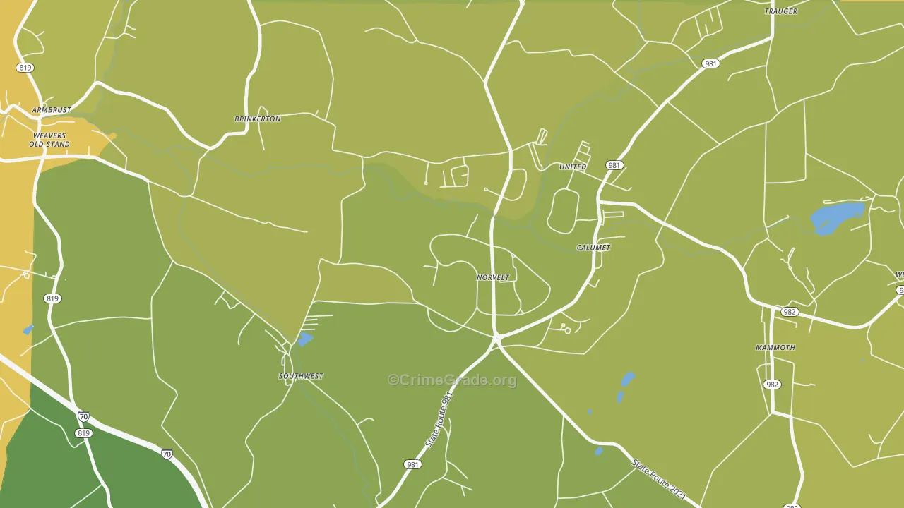Norvelt, PA Map of Theft Rates