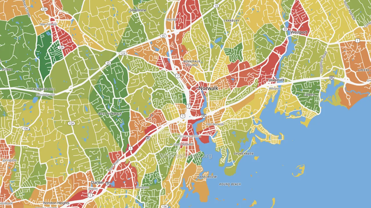 Norwalk, CT Map of Theft Rates