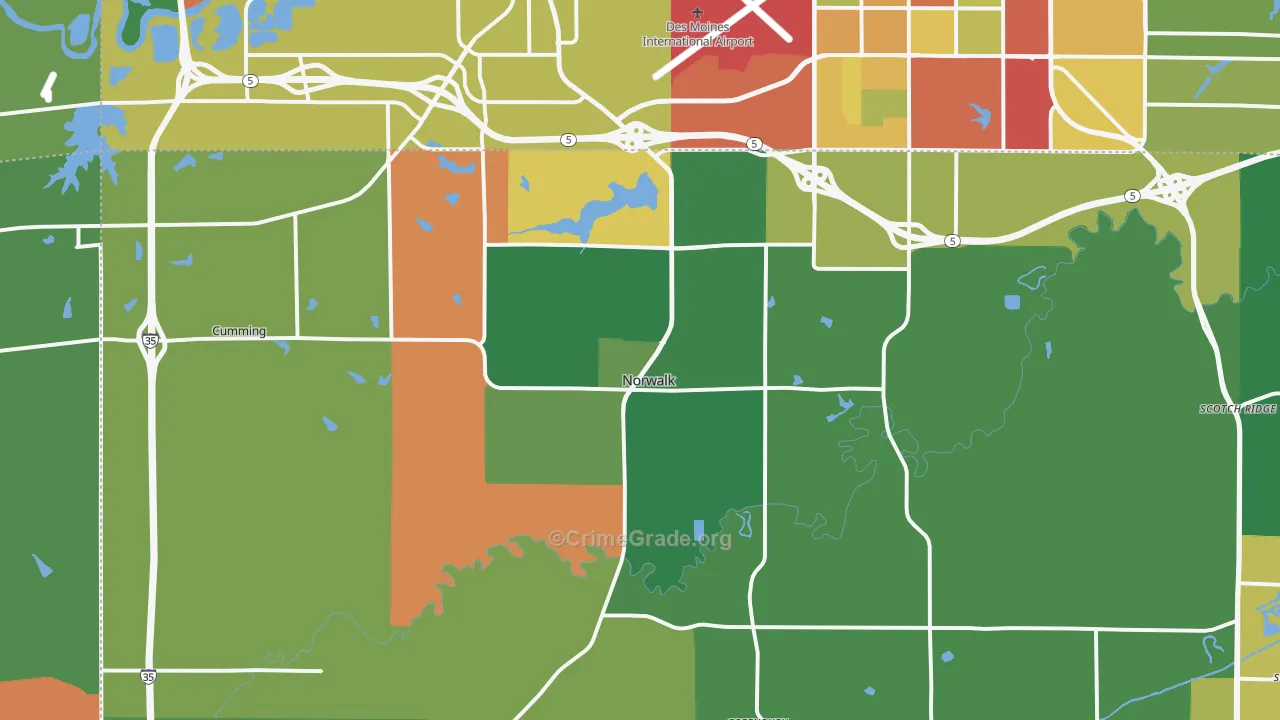 Norwalk, IA Map of Theft Rates