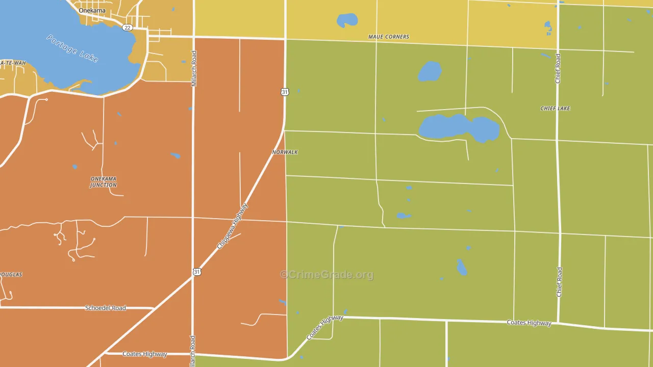 Norwalk, MI Map of Theft Rates