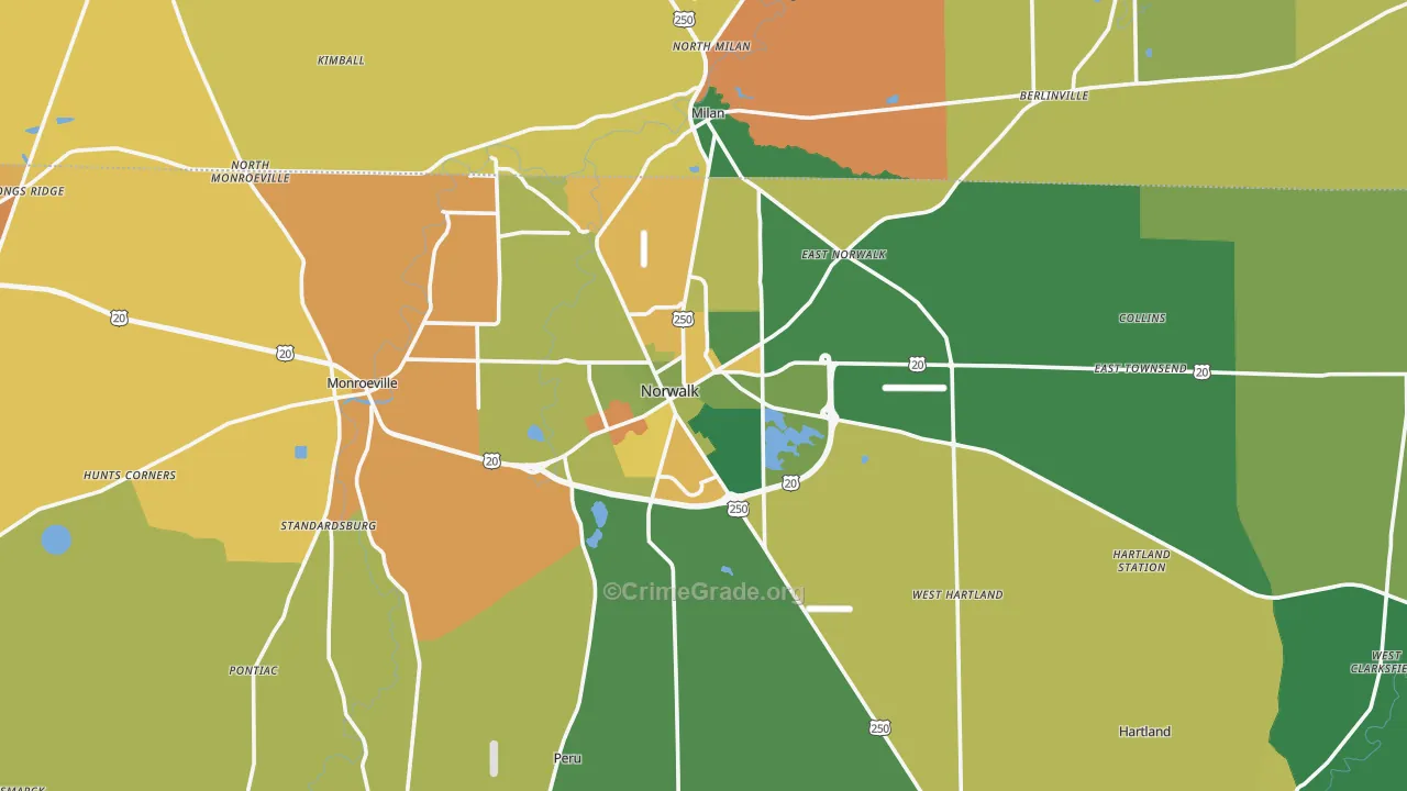 Norwalk, OH Map of Theft Rates
