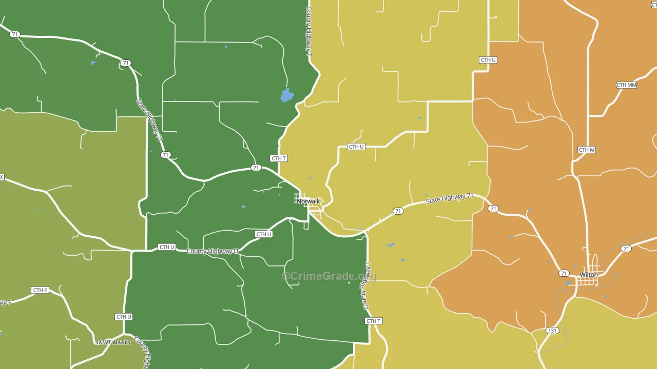 Norwalk, WI Map of Theft Rates