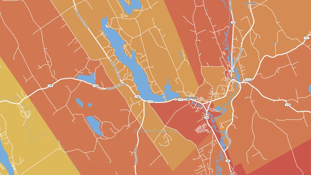 Norway, ME Map of Theft Rates