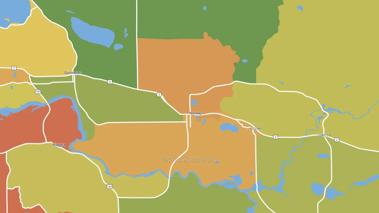 Norway, MI Map of Theft Rates