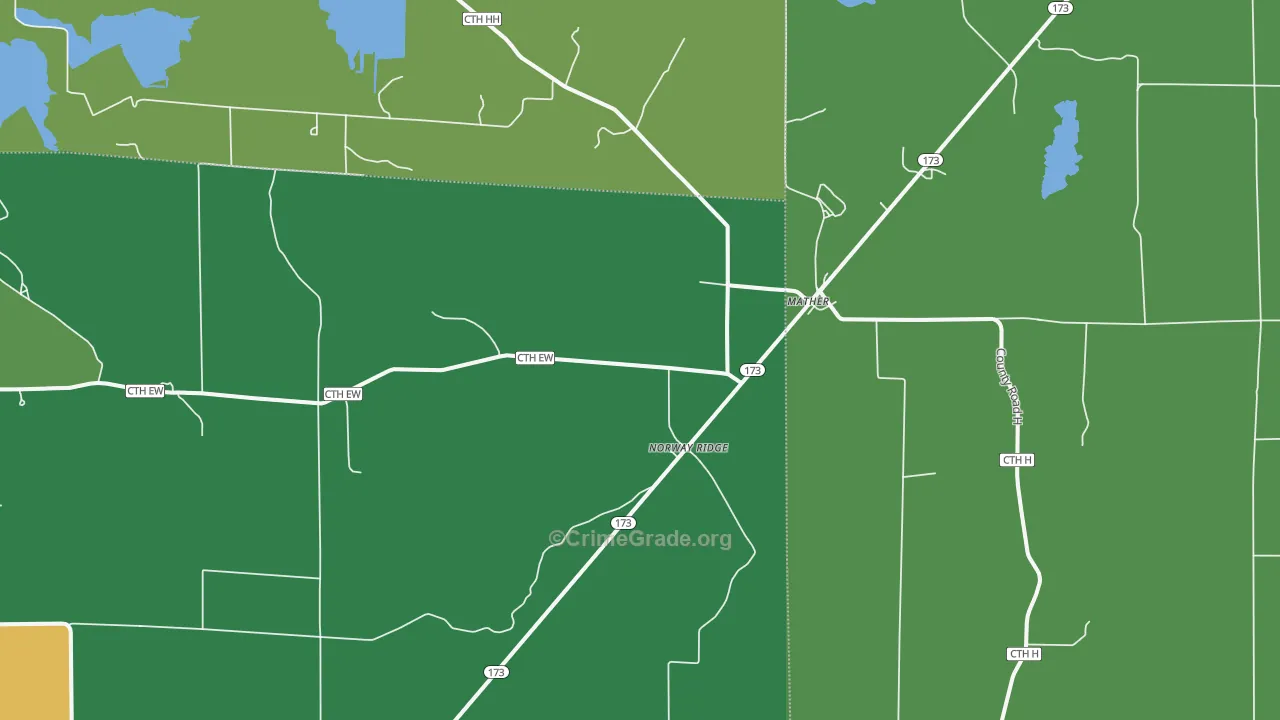 Norway Ridge, WI Map of Theft Rates
