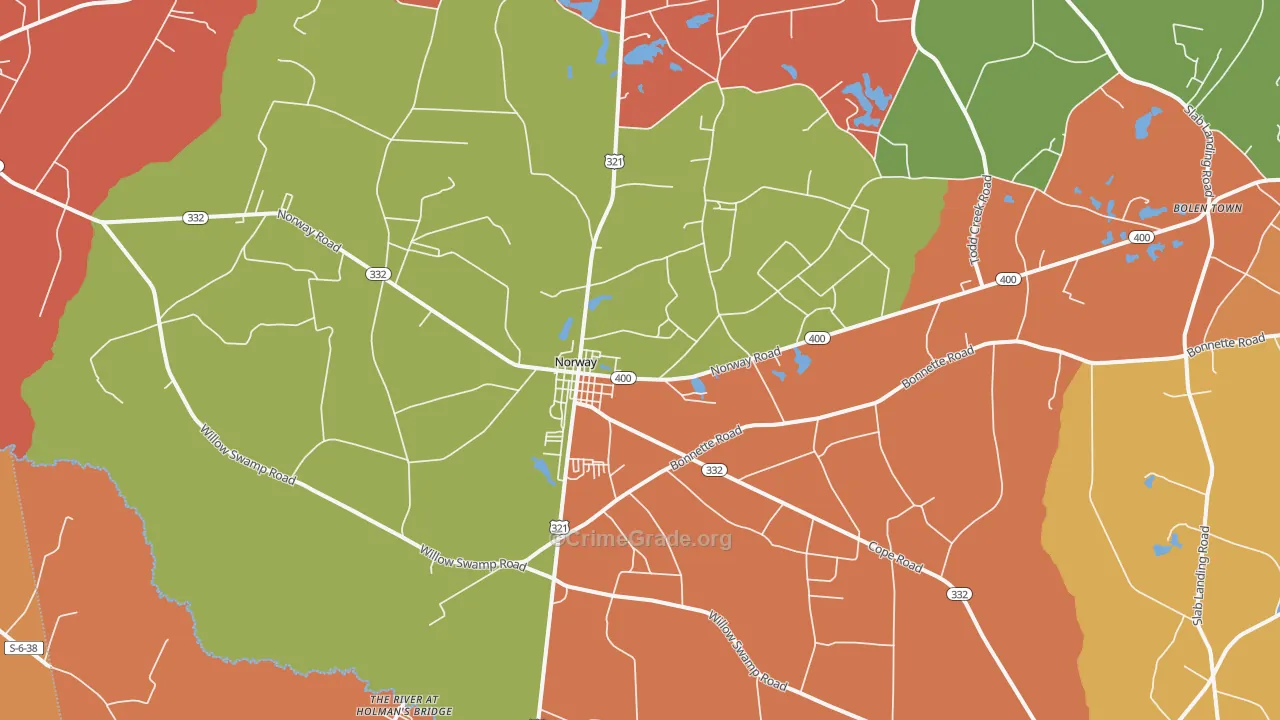 Norway, SC Map of Theft Rates