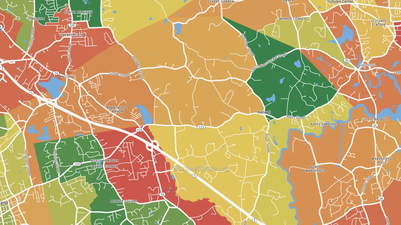 Norwell, MA Map of Theft Rates