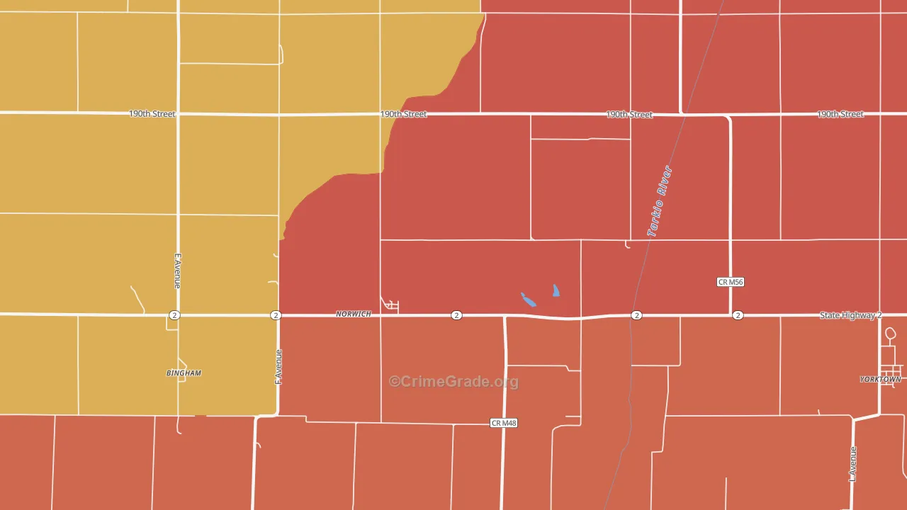 Norwich, IA Map of Theft Rates