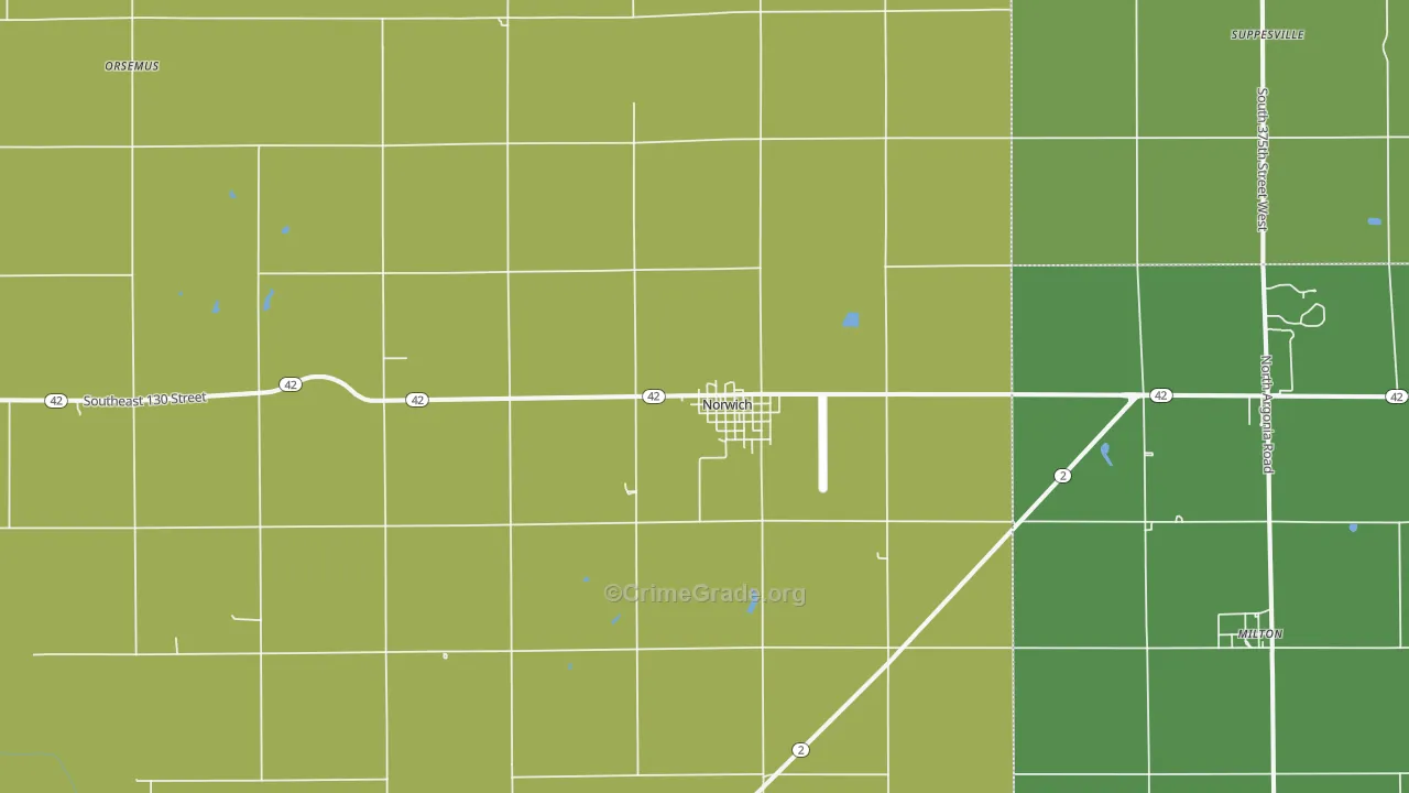 Norwich, KS Map of Theft Rates