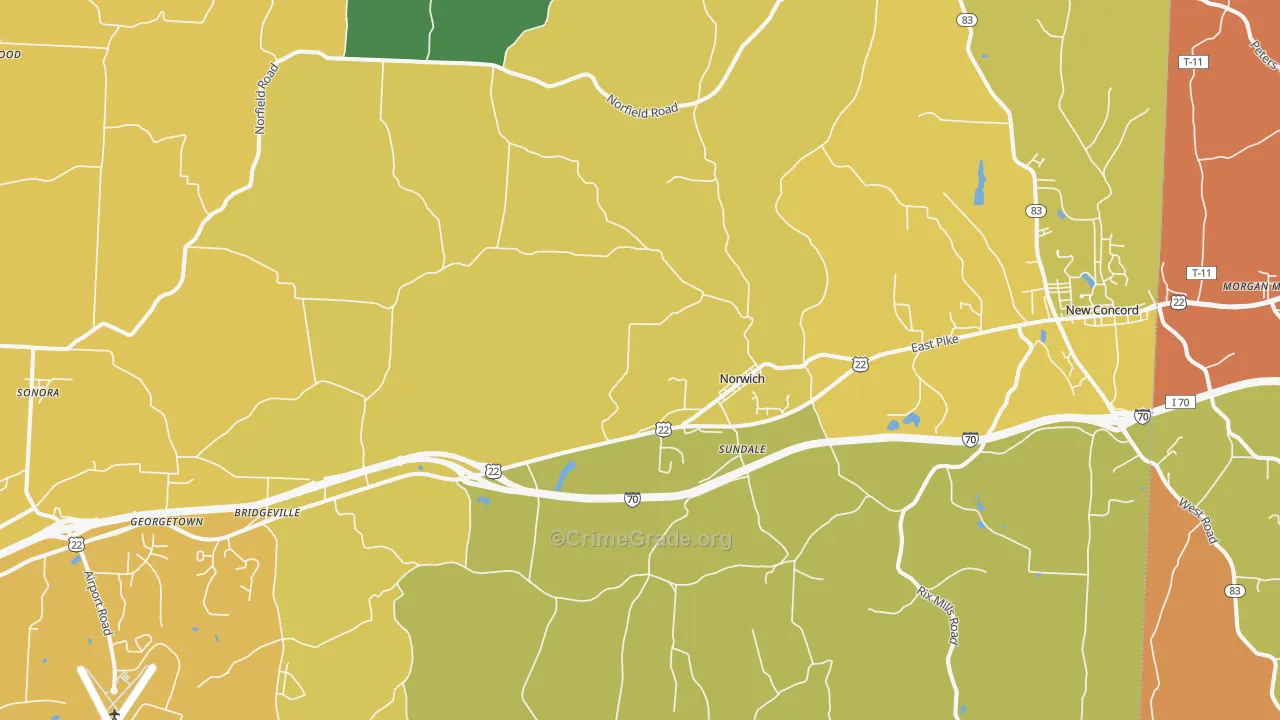 Norwich, OH Map of Theft Rates