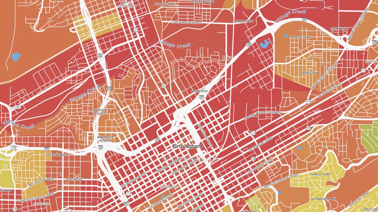 Norwood, Birmingham, AL Map of Theft Rates