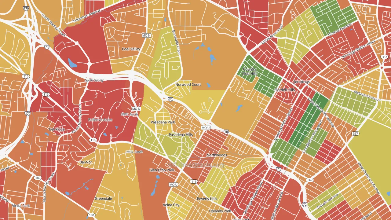 Norwood Court, MO Map of Theft Rates