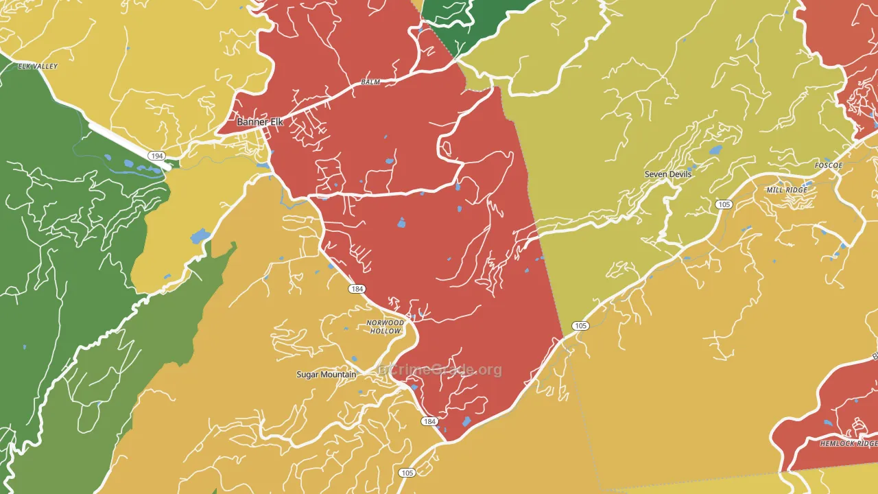 Norwood Hollow, NC Map of Theft Rates