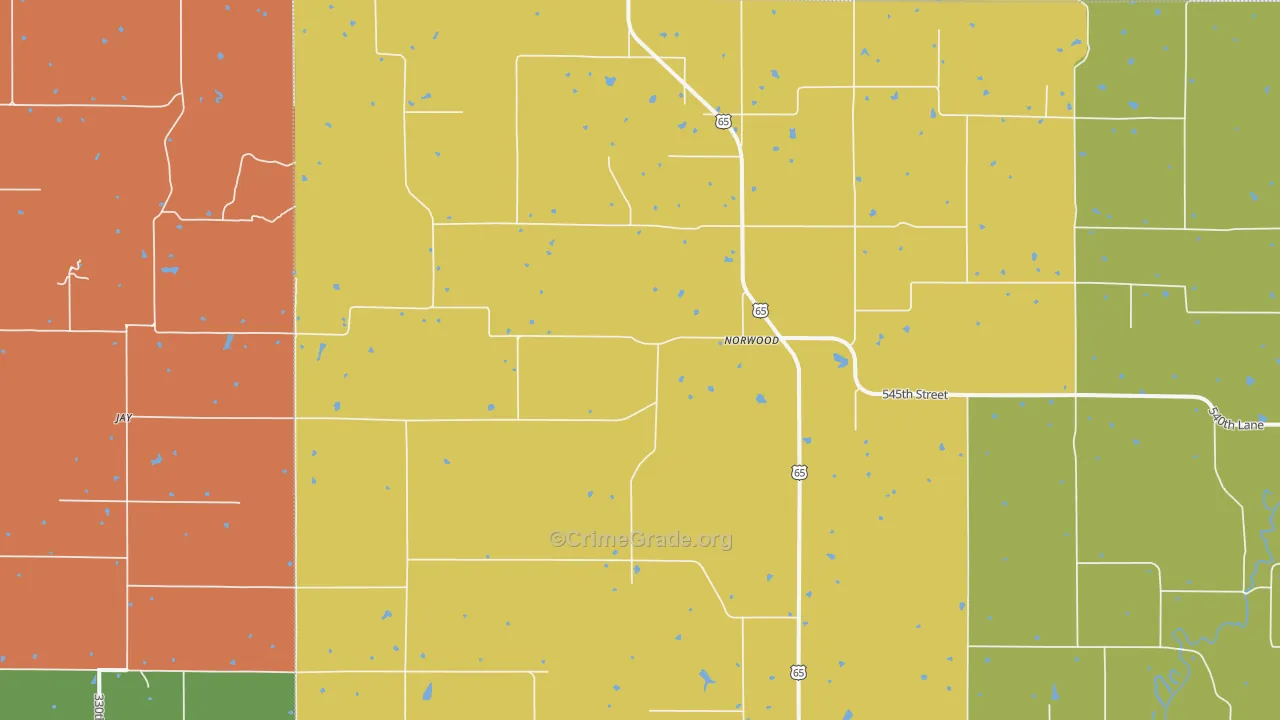 Norwood, IA Map of Theft Rates