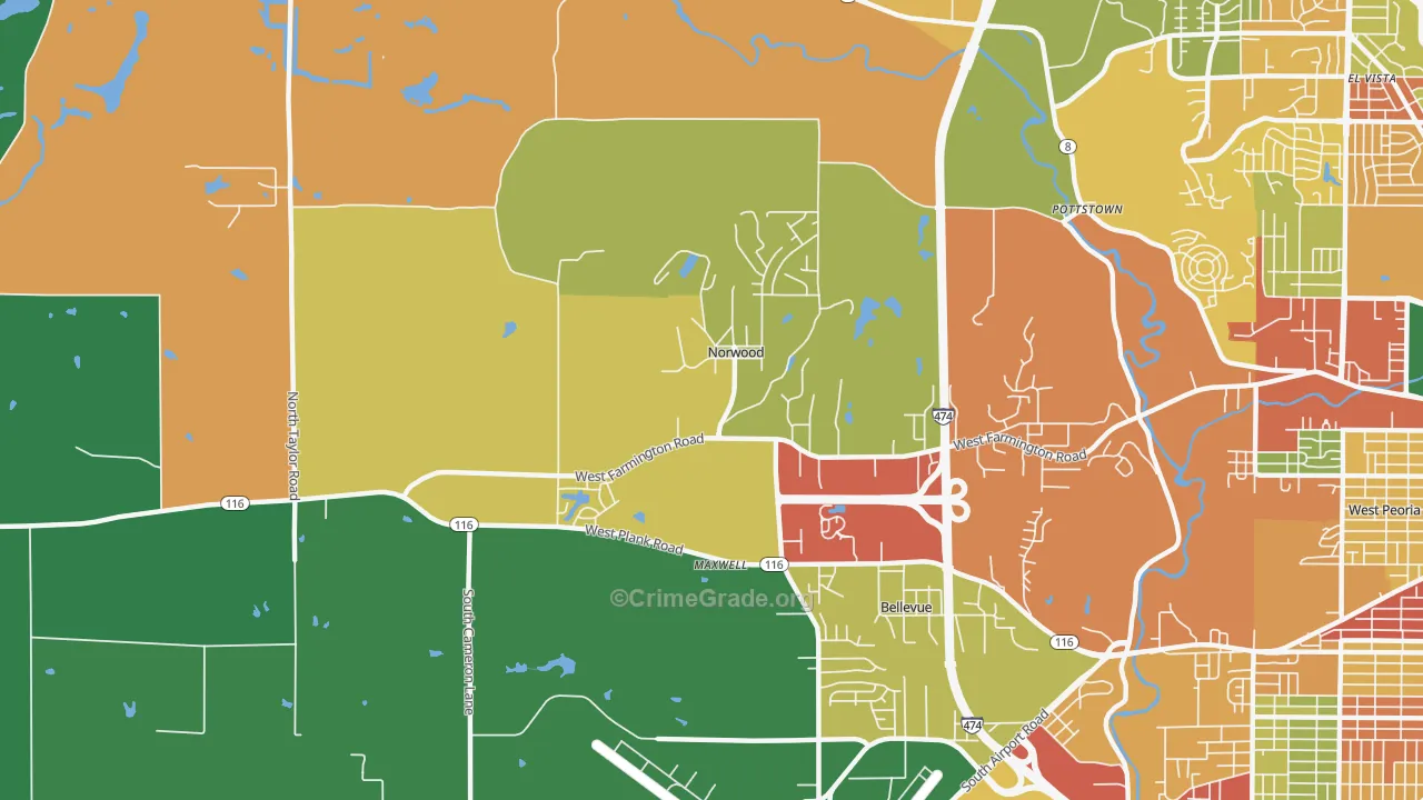Norwood, IL Map of Theft Rates