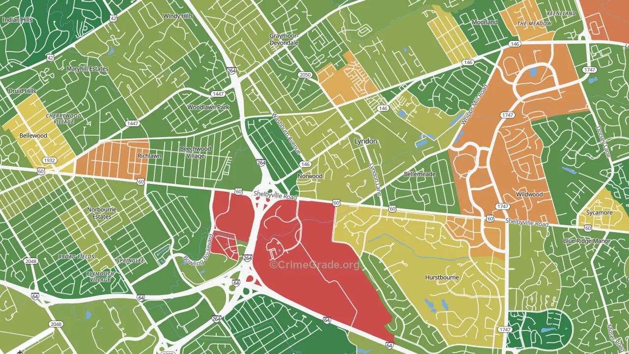 Norwood, KY Map of Theft Rates