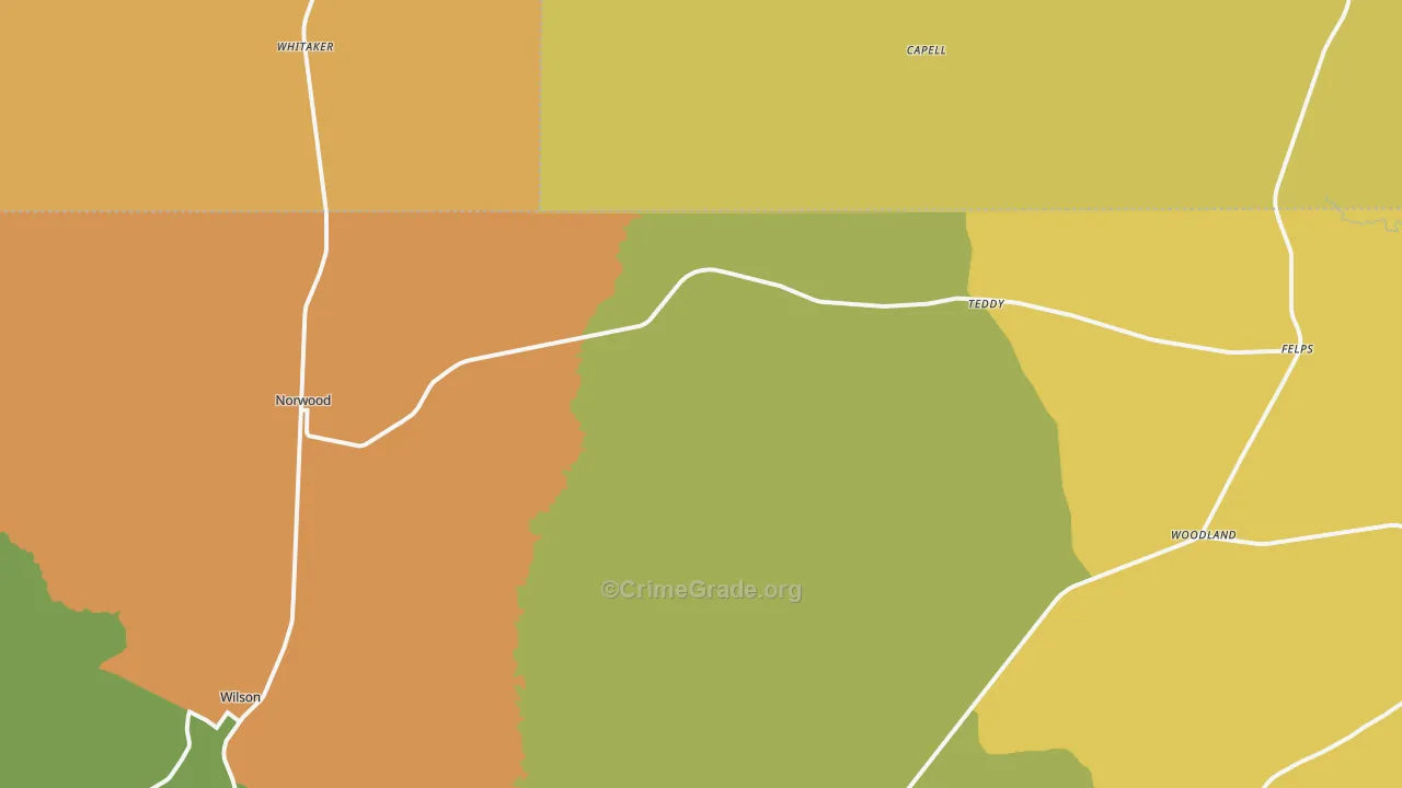Norwood, LA Map of Theft Rates