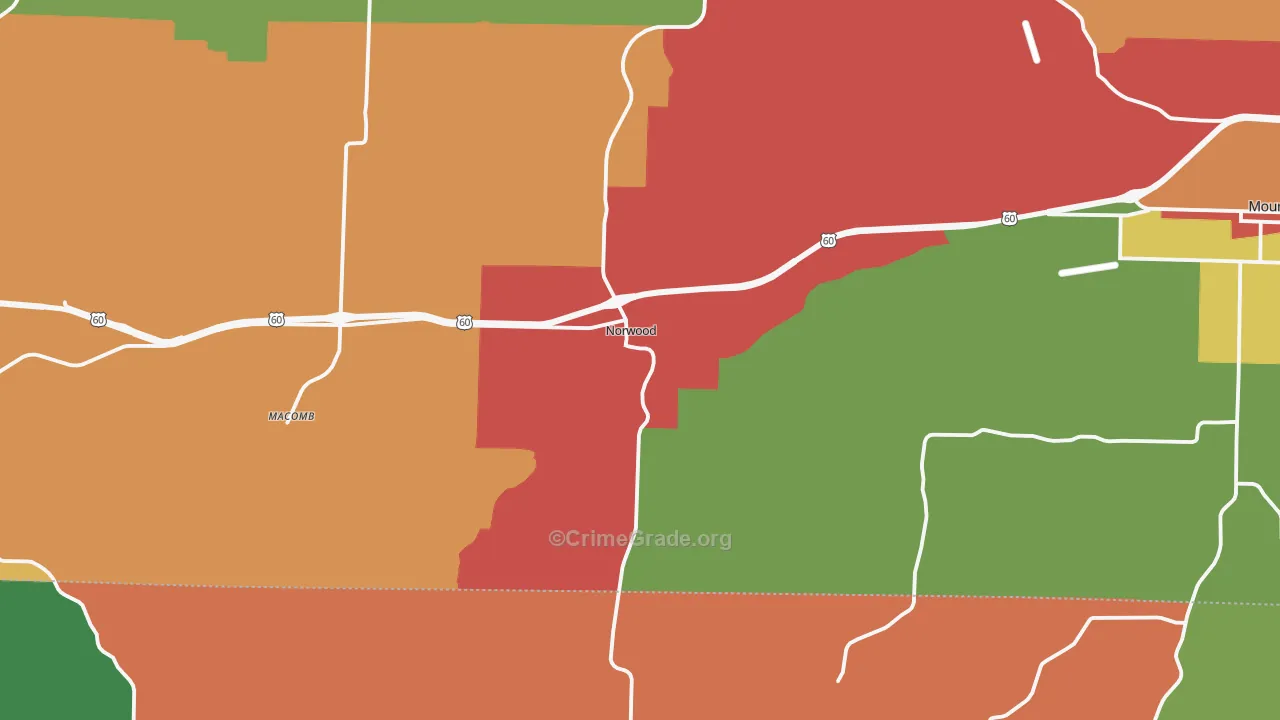 Norwood, MO Map of Theft Rates