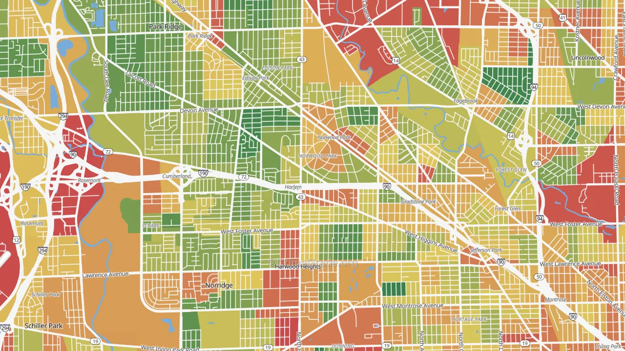 Norwood Park, Chicago, IL Map of Theft Rates