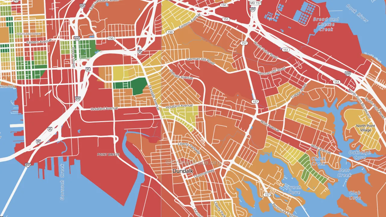 Norwood Park, Dundalk, MD Map of Theft Rates