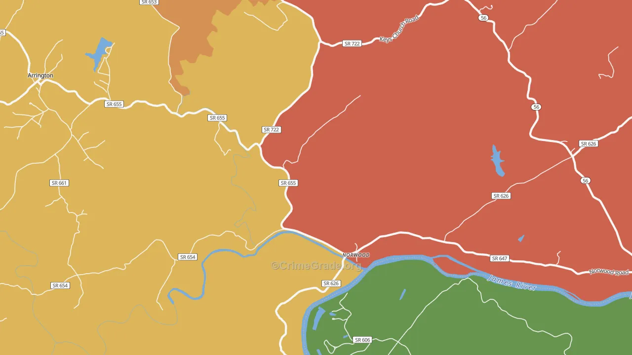 Norwood, VA Map of Theft Rates