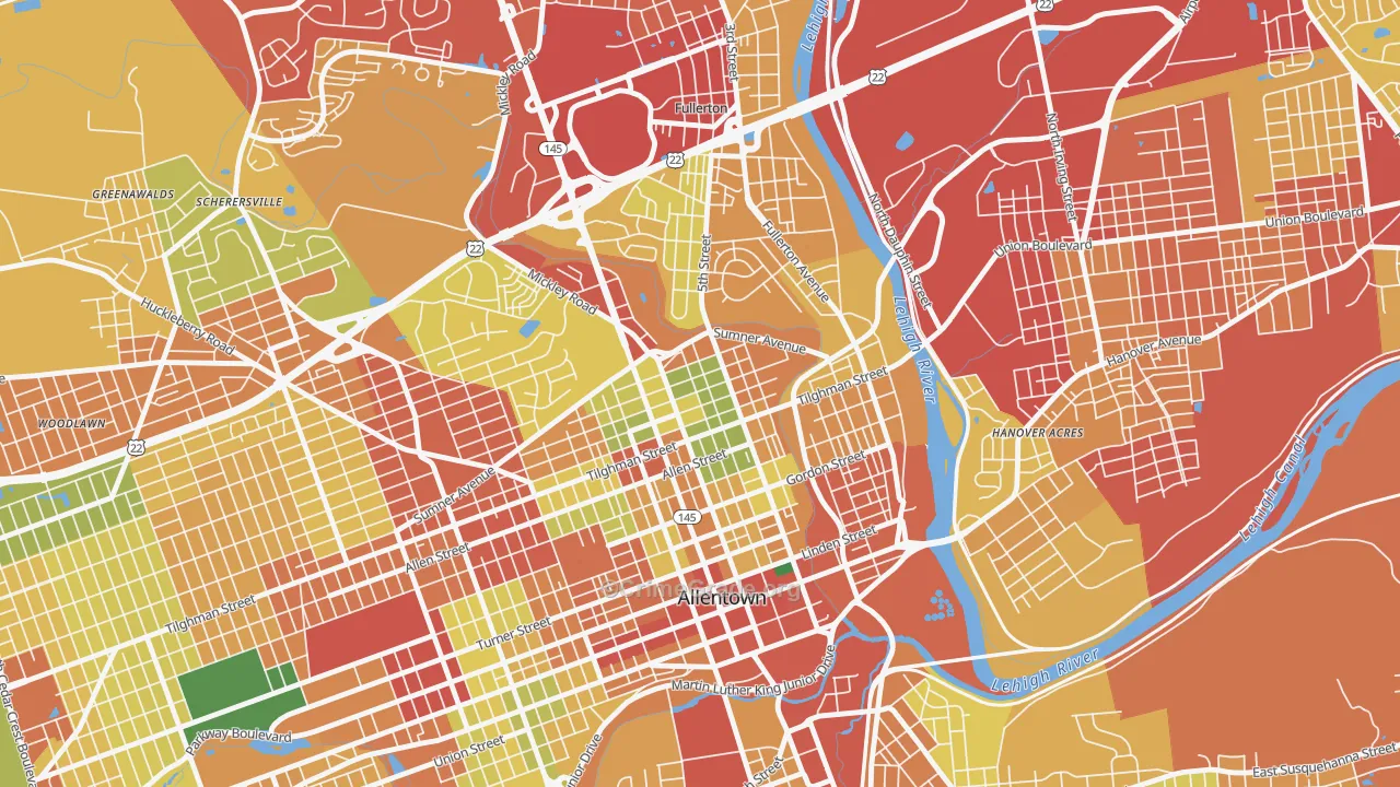 NoTi, Allentown, PA Map of Theft Rates