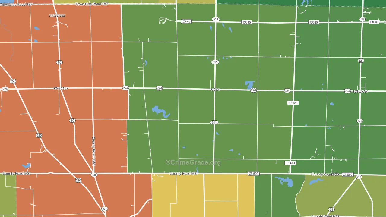 Nova, OH Map of Theft Rates
