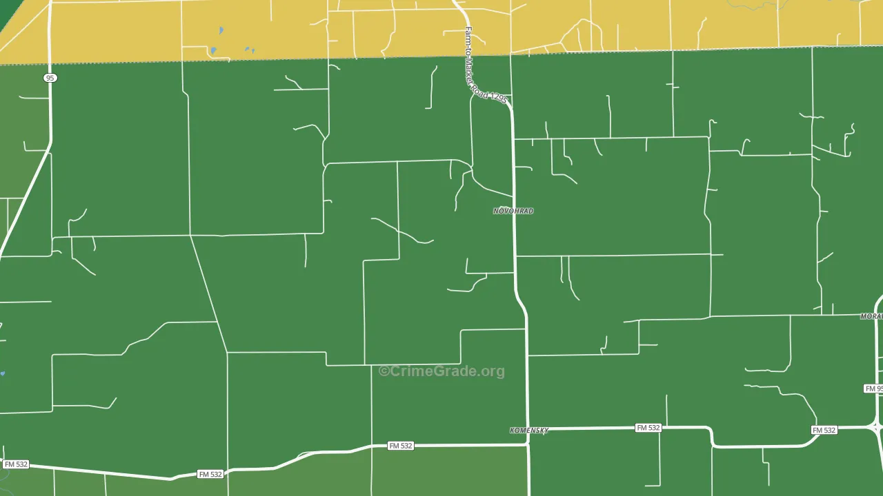 Novohrad, TX Map of Theft Rates
