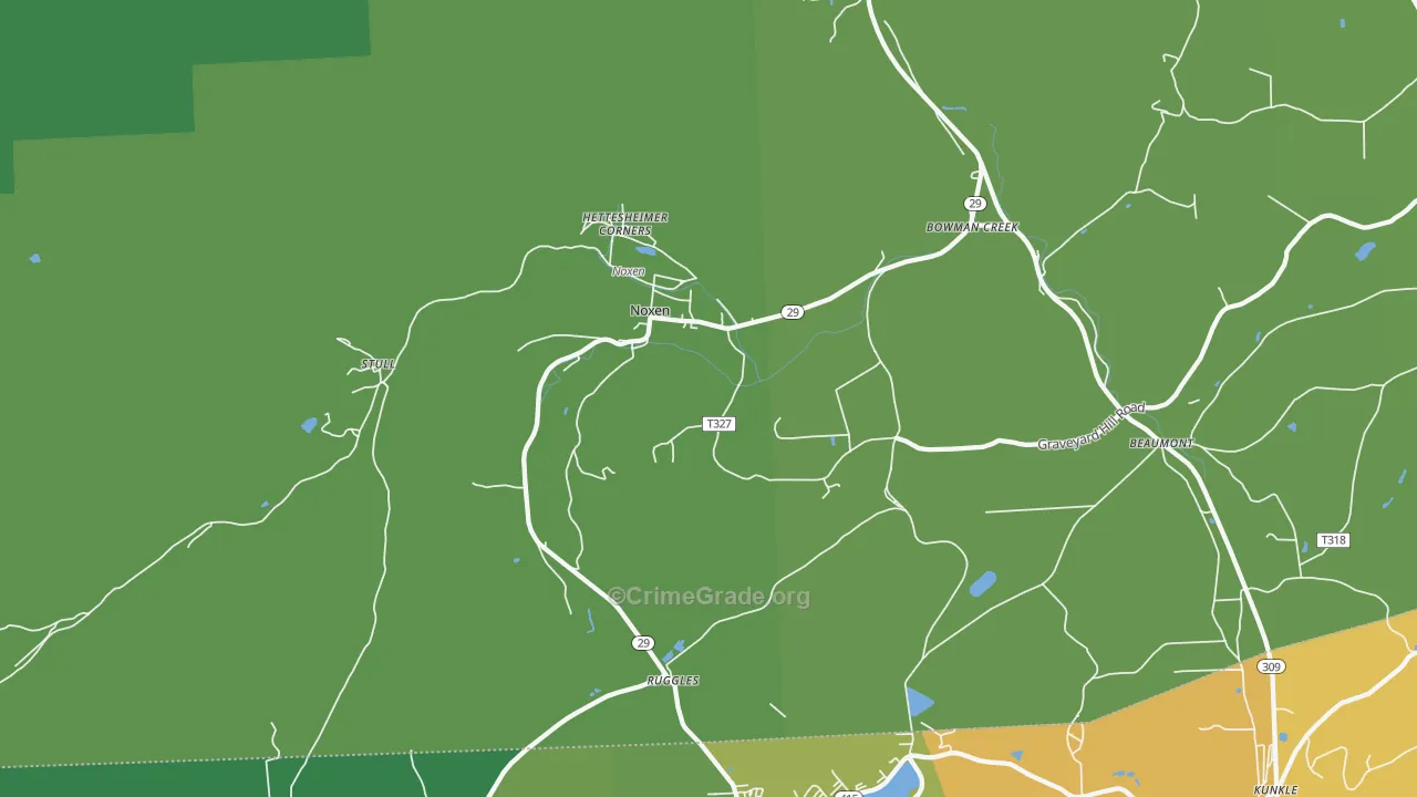 Noxen, PA Map of Theft Rates
