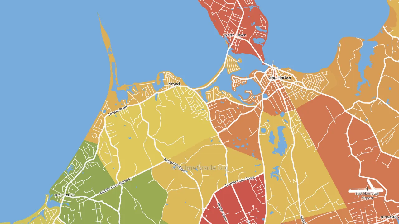 Noyack, NY Map of Theft Rates