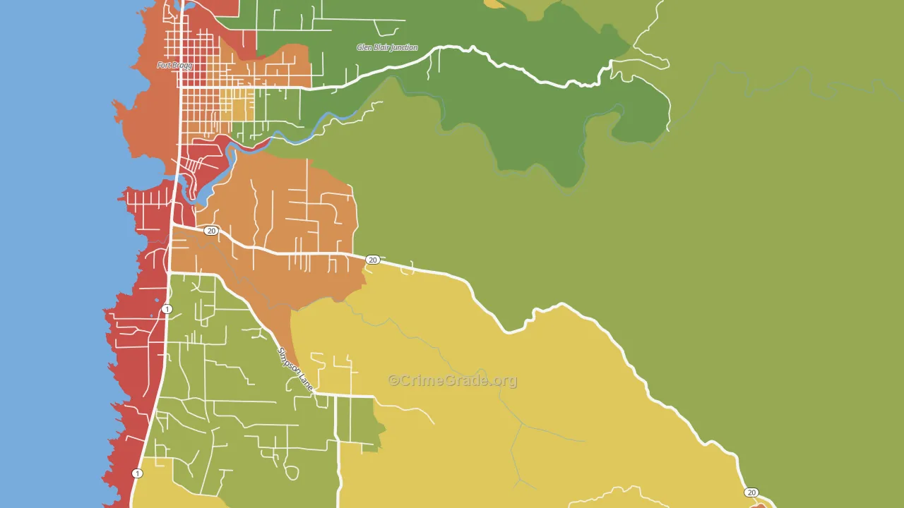 Noyo, CA Map of Theft Rates
