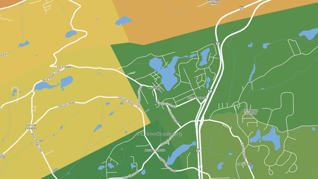 Nuangola, PA Map of Theft Rates