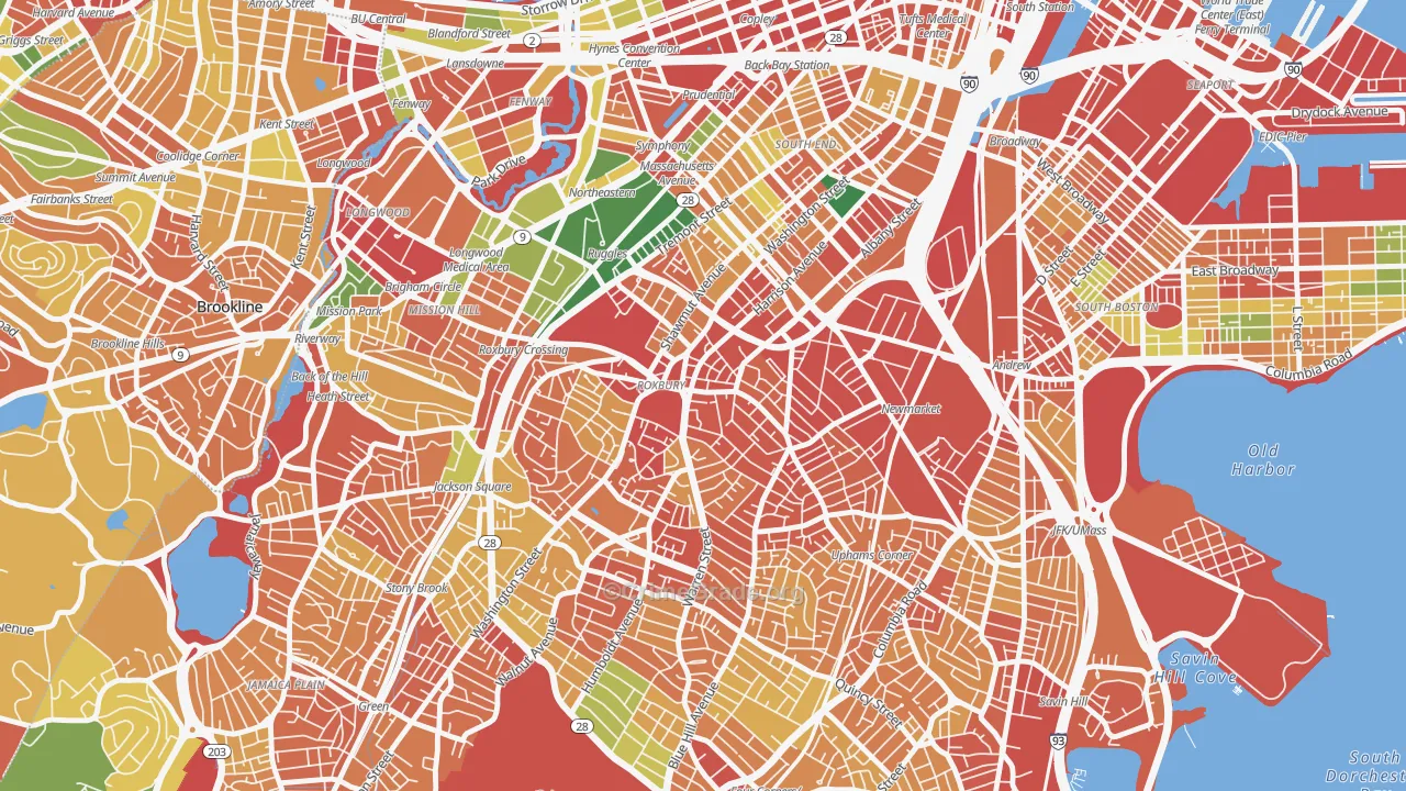 Nubian Square, Boston, MA Map of Theft Rates