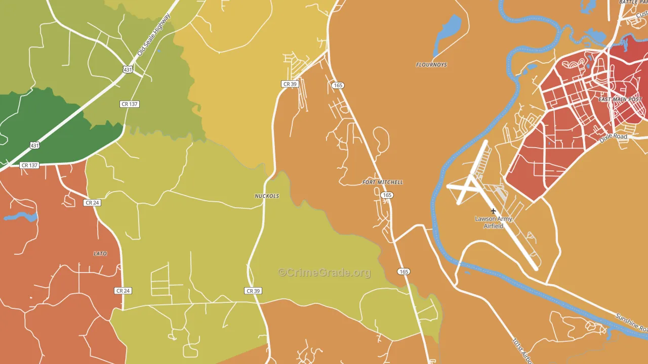 Nuckols, AL Map of Theft Rates