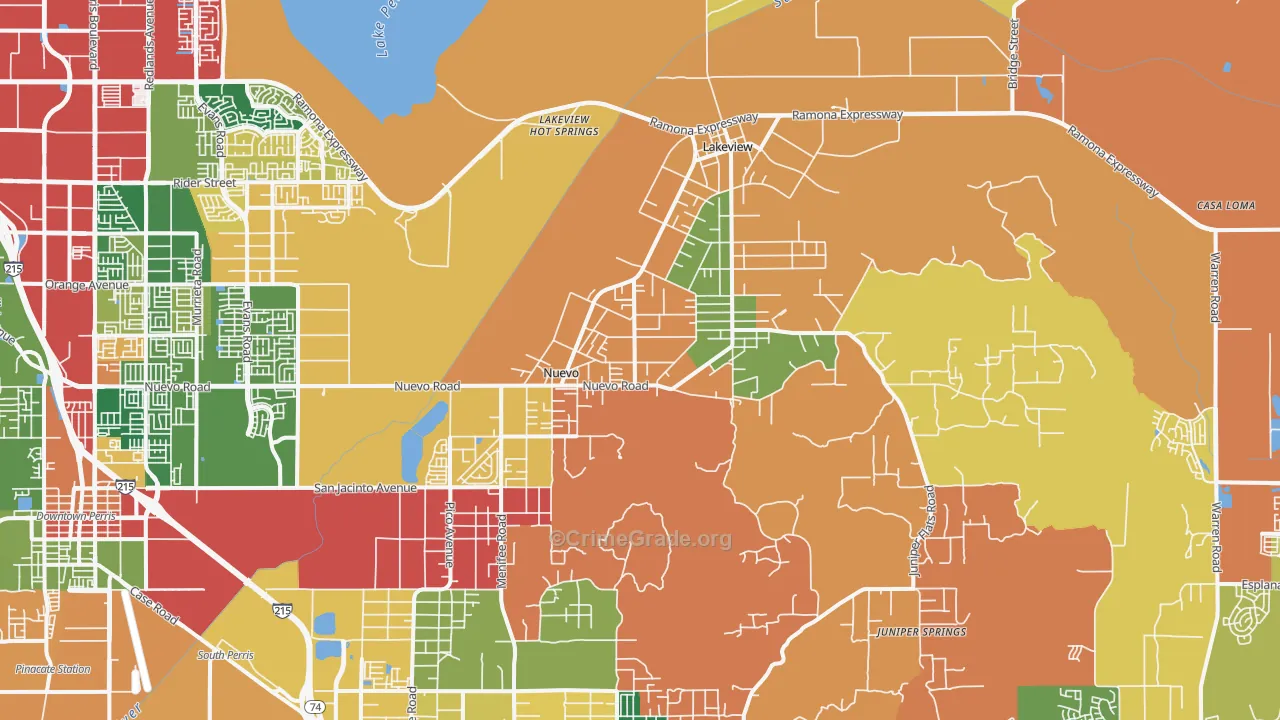Nuevo, CA Map of Theft Rates