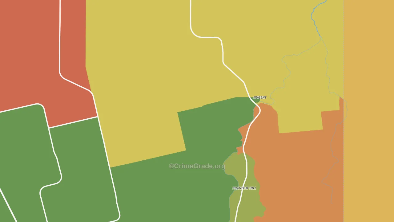 Nugent, TX Map of Theft Rates