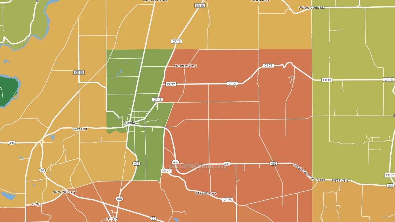 Nunda, NY Map of Theft Rates